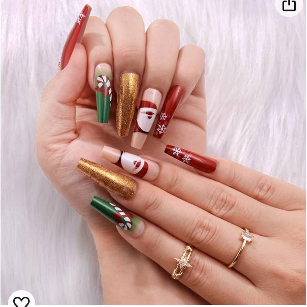 Christmas Holiday Santa Press On Nails